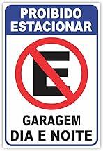 Placa Proibido Estacionar Garagem Dia e Noite Azul - 29x19cm - Ps 1mm - Com Dupla Face p Fixação