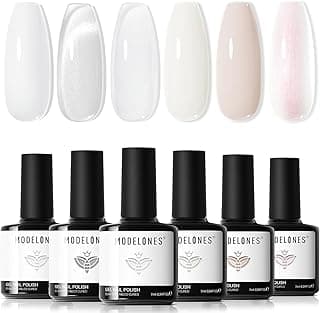 Modelones Esmalte em gel branco, 6 cores, conjunto de esmalte em gel olho de gato branco leitoso com ímã, kit de unhas nude, manicure, faça você mesmo, arte de unhas, salão de beleza, presente para casa com 10% de desconto por R$ 71,09 na amazon