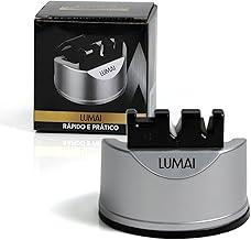 Afiador de Facas Phoenix LUMAI Compacto Manual com Ventosa Amolador de Faca Cozinha 3 em 1 Tungstênio e Cerâmica Premium Afiar e Polir Lâminas e Tesouras com Segurança