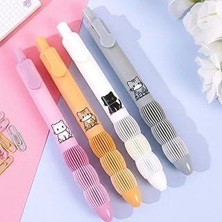 Kit 4 Canetas Gatinho Fofa Esferográfica 0.5mm Escrever Kawaii 4 Cores Preto Tinta Preta Papelaria Criativa Escolar