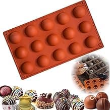 Forma de Silicone Meia Esfera para Chocolate e Doces, 15 Cavidades Semiesféricas