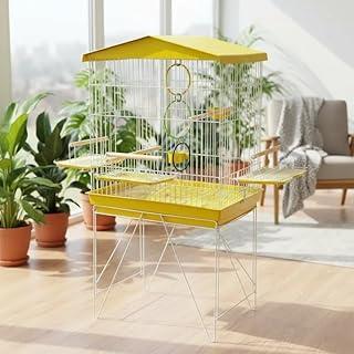 Gaiola Viveiro Para Aves Mansas E Calopsita pe suporte Grande Luxo (Amarelo)