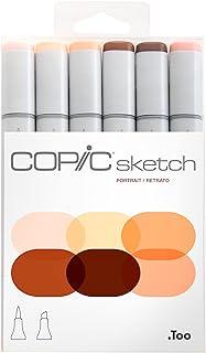 COPIC Marcador Sketch Ponta Dupla Redonda e Chanfrada, Estojo com 6 Cores Portrait