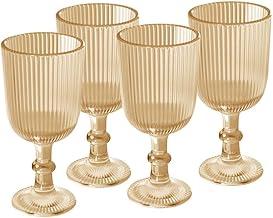 WOLFF - Conjunto 4 Taças de Vidro para Licor Lines Âmbar 75ml