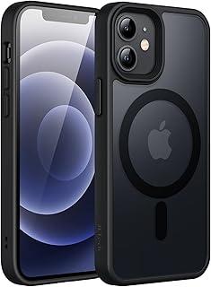 JETech Capa Magnético para iPhone 12 Mini 5,4 Polegadas Compatível com MagSafe, Case Capinha Translúcido Fosco Verso Fina à Prova de Choque Tampa (Preto)