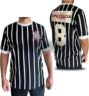 Camisa Retr� Corinthians 1982 N�8 Democracia Corinthiana Masculina Preta