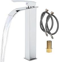 Torneira de Cascata Alta, Torneira de Manípulo Único de Luxo para Banheiro, Torneira de Aço Inoxidável para Pia de Banheiro, Torneira para Lavatório (Prata)