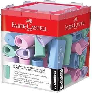 Faber-Castell Apontador com Deposito Triangular 4CORES Pastel, 125TZF
