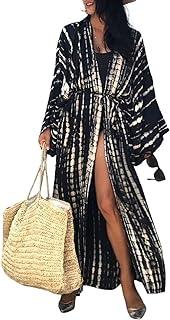 Bsubseach Quimono Longo com Estilo Aberto na Frente Maiô Cover Up para Mulheres Roupas de Banho Cover Ups