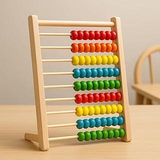Ábaco Educativo de Madeira Colorido – Brinquedo Montessori Infantil Aprender Números, Contar e Calcular – Desenvolvimento Cognitivo e Coordenação Motora – Brinquedo Didático para Crianças 2 3 4 5 anos