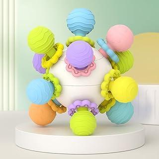 Mordedor Massageador Estímulos Sensoriais com Texturas Cores Alegres Hastes Flexíveis e Leves Ideal para Dentição, Coordenação Motora e Mãozinhas Pequenas. Material Esterilizável e Seguro. Brinquedo Multifuncional para Bebês (Branco)