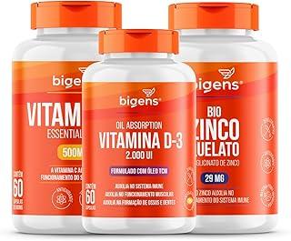 Kit Pro Imunidade, Vitamina C 500mg + D3 2000 UI + Zinco 29mg, 60 cápsulas, Biogens