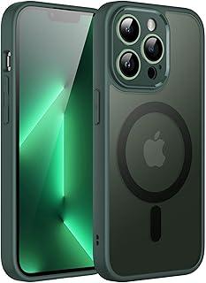 JETech Capa Magnético para iPhone 13 Pro Max 6,7 Polegadas Compatível com MagSafe, Case Capinha Translúcido Fosco Verso Lente Câmera Proteção Total Fina à Prova de Choque Tampa (Verde Meia Noite)