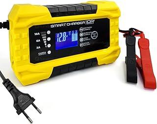 Carregador de Bateria Automotivo Smart Charger 10A PRO Version 12V 24V Indicador de carga Display Multi Função Caminhão Carro Moto