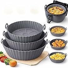 Formas de Silicone Reutilizáveis para Air Fryer e Forno Kit com 6 Unidades, Silicone Reciclável Antiaderente, Resistente a Alta Temperatura, Fácil de Lavar e Guardar (Cinza)
