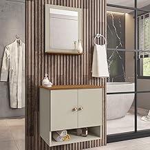 Gabinete Armário 2 Portas Banheiro com Espelho Deli Cor: Off White/Nature