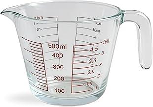 Jarra Medidora de Vidro 500ml com Marcação Precisa, Alça Ergonômica, Bico Vertedor e Design Compacto para Cozinha e Confeitaria – Lene