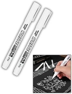 Kit com 2 Canetas Marcadora Branca Permanente, 1.5mm, para Desenho, Artesanato e Detalhes em Superfícies Escuras, Secagem Rápida e Resistente à Água