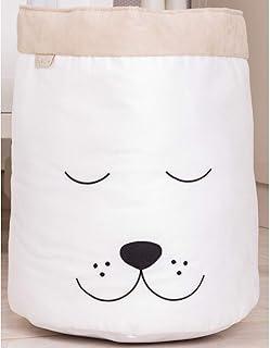 Cesto Organizador Para Brinquedos Cachorro Off White/Caqui 42Cm X 32Cm