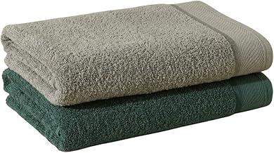 Kit 2 Toalha de Banhão Eleganz 100% Algodão 500g/m² Super Macia, Alta Absorção, Tamanho Grande 72x150cm (Cinza - Verde)