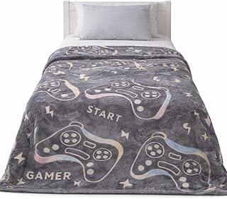 Manta Infantil que Brilha no Escuro Cobertor Video Game para Menino, 150x200cm, Microfibra Quentinha neon(GAMER)