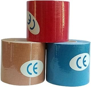 Kit 3 Fitas Adesivas Bandagem Elásticas Kinesio Tape Esportes Alívio da Dor Muscular Resistente e Funcional 5cmx5m
