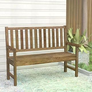 Banco de Jardim Rústico de Madeira 2 Lugares com Encosto Móveis Meneghetti Envelhecido