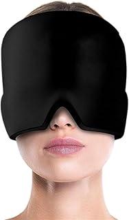 Touca para Enxaqueca Térmica com Gel Terapêutica Quente ou Frio Compressão Elástica Confortável Dor de Cabeça Ressaca Olhos Inchados Estresse Relaxamento