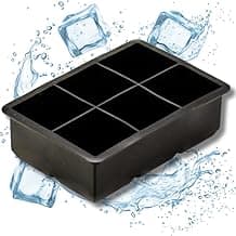 Forma de Gelo Silicone Cubo Grande 6 Cubos Bar Drinks Whisky Vodca Coquetel Bebidas Frutas (Preto)
