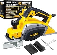 Plaina Elétrica Manual Fasterr FST042 220V 550W 16500 RPM para Madeira com Alta Precisão e Design Compacto com Guia de Corte, Chaves, Suporte para Amolar e Par de Carvão Reserva