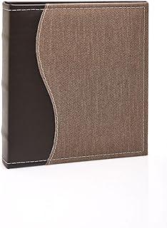 Álbum de fotos Ical, encadernação fichário, para 300 fotos 13x18cm - envelope plástico preto - linha Prestige - modelo marrom-médio com costuras - 489