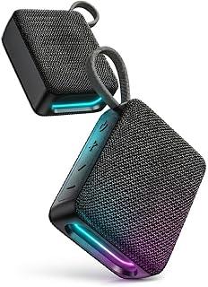Caixa de Som Bluetooth Portátil 8h de Reprodução, RGB Dinâmico, Bluetooth 5.3, resistente a Água e Poeira, Som Hi-Fi, Entrada Aux/TF/TWS, USB-C