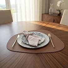 Jogo Americano Stone Com Porta Copos Na Linha Ecológica Caramelo B-Spoke Kit Com 6 Unidades