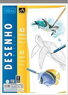 Tilibra - Caderno Colado Desenho A3 Branco Académie 20 Folhas - 1 un