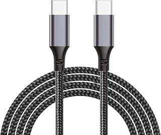 Cabo USB C Turbo tipo C Trançado Compatível com iPhone e Samsung Cabo Resistente Carregador USB-C 2M 100W Cabo USB Tipo C para Tipo C Carregamento Rápido Compatível com Cabo iPhone USB C