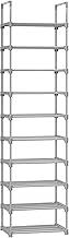 SONGMICS Sapateira, Organizador de Sapatos de 10 Níveis, Design Personalizável, Estrutura de Metal, Estante que Economiza Espaço, para Closet, Corredor, 30 x 45 x 174 cm, Cinza BRLSA025G02