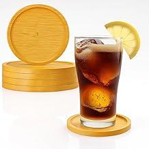 Suporte Porta Copos Redondo em Bambu 6 Peças 10cm Suporte Apoio de Mesa para Copos Xícaras Canecas Drinks Cerveja - Yab