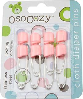OsoCozy Alfinetes de fraldas - (Rosa) - Alfinetes de fraldas resistentes de aço inoxidável com fechos seguros - Use para eventos especiais, artesanato ou alfinetes coloridos de lavanderia, 8 unidades