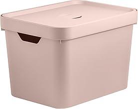 Ou Caixa Organizadora com Tampa 18L Rosa Duna Linha Cube