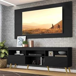 Rack c/Painel p/Tv até 65" e Pés Retrô Flórida Multimóveis Preto/natural