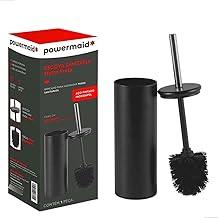 Escova Sanitária Matte com Cabo em Aço Inox, Base Preta com Tampa, 36 cm