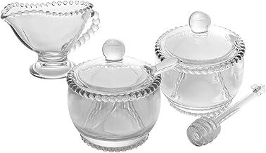 WOLFF - Conjunto 1 Açucareiro com 1 Meleira e 1 Molheira Pearl Cristal