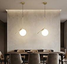 Kit 2 Lustres Pendentes Jabuticaba, Globo 13cm em Vidro, Dourado, com Lâmpada G9 3000K Branco Quente