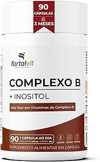 Complexo B + Inositol 90 cápsulas, 3 Meses de Uso, Longa Duração, Alto Teor Vitaminas B1, B2, B3, B5, B6, B7, B9, B12 e Inositol, Fortalvit