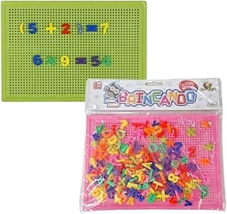 Brinquedo Azul Ou Verde Sortido Educativo Mosaico Quadro Com Letras E Números Colorido