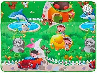 Tapete de Atividades Infantil Dupla Face, Tema Zoo e Dinossauros, 120x90cm, Proteção Térmica Almofadado, Estampas Coloridas com 15.56% de desconto por R$ 37,99 na amazon