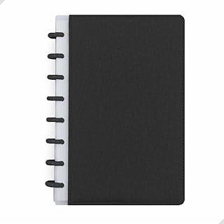 Caderno Inteligente A5 Texturizado, 22x15cm, 80 Folhas, 8 Discos, Planner para Escola e Trabalho (Preto)
