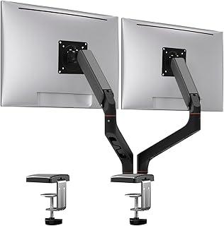 Suporte Duplo para Monitores 13-32 Polegadas com Pistão a Gás, Articulado 360° - Ajuste de Altura, Inclinação e Rotação, VESA 75/100mm, Organizador de Cabos, Suporte Mesa/Perfurado​​