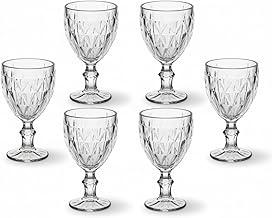 Jogo 6 Taças de Vidro Grande Diamond Bico Jaca 325ML Transparente Luxo para Vinho, Água e Drinks