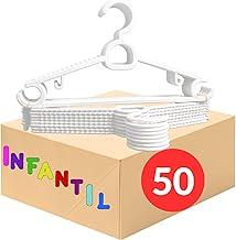 Kit Cabide Infantil Para Roupas 50 unidades (Branco) | Cabide Antideslizante Reforçado Multiuso | Contém Porta Lenço, Vestidos| Cabides para Calças, Casaco, Camisetas, Bermudas | CSCABIDES